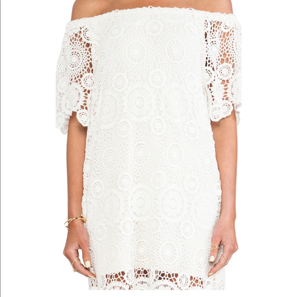 Nightcap Carmen Crochet dress in Natural NWT